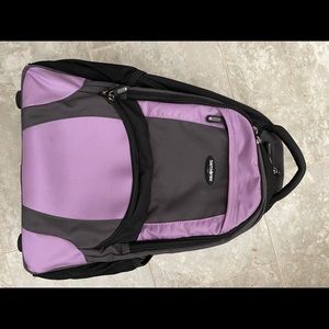 Samsonite rolling backpack- black/purple